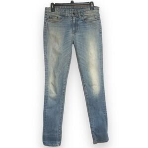 6397 Loose Skinny Designer Jeans/Denim, Blue Distressed. Sz 26 Waist MADE IN USA
